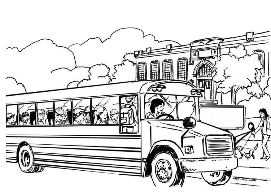 Dibujo para colorear autobus escolar