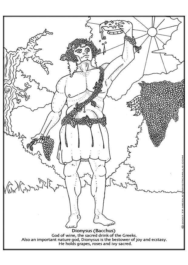 Dibujo para colorear baco - dionisio