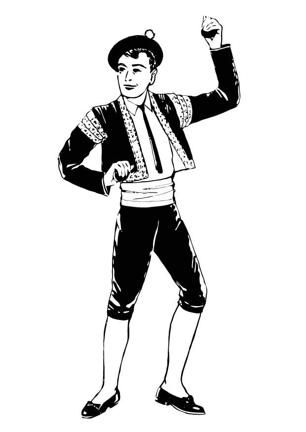 Dibujo para colorear bailarA­n de bolero con castanuelas