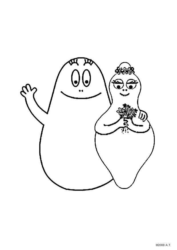 Dibujo para colorear barbapapa y barbamama