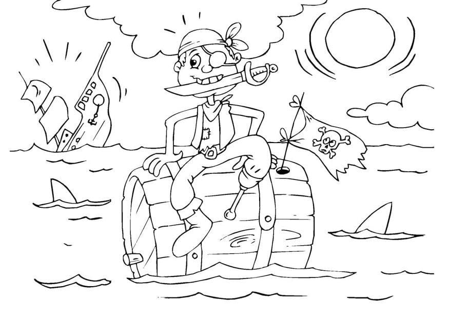 Dibujo para colorear barco hundido