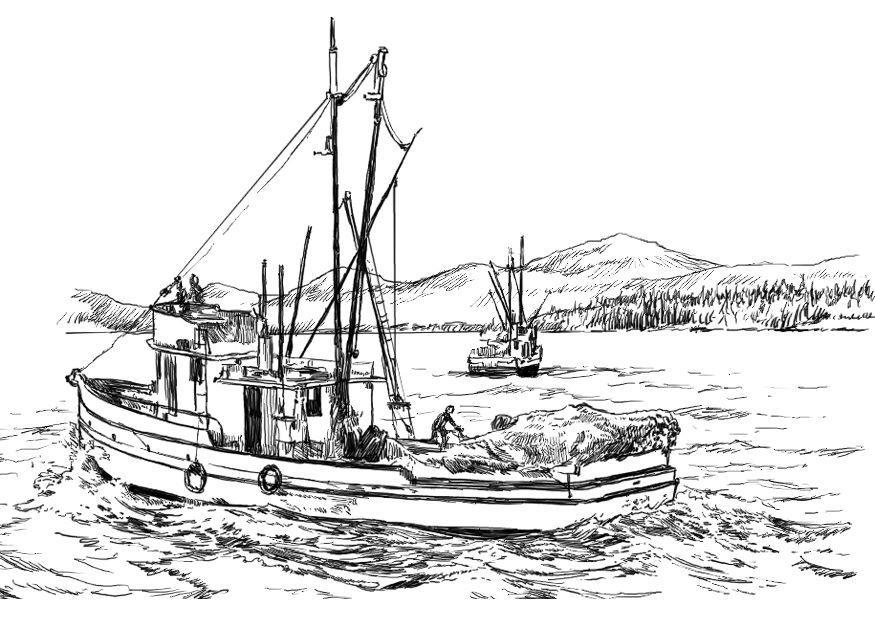 Dibujo para colorear barco pesquero