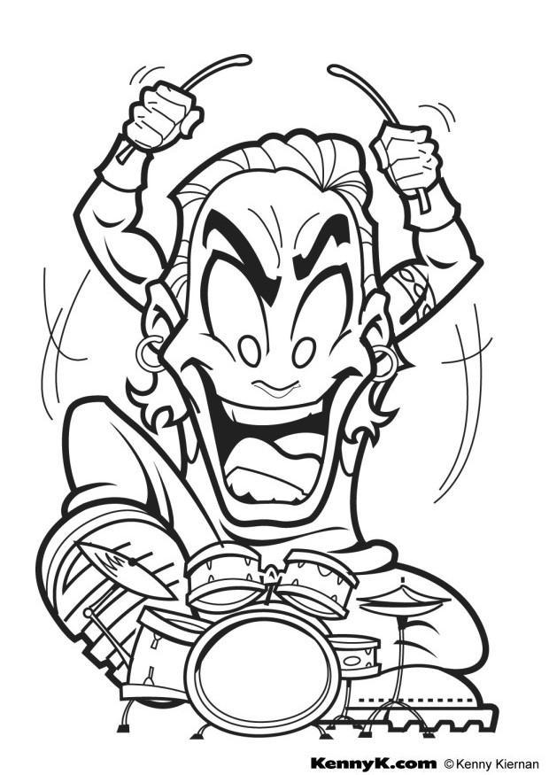 Dibujo para colorear baterA­a de heavy metal