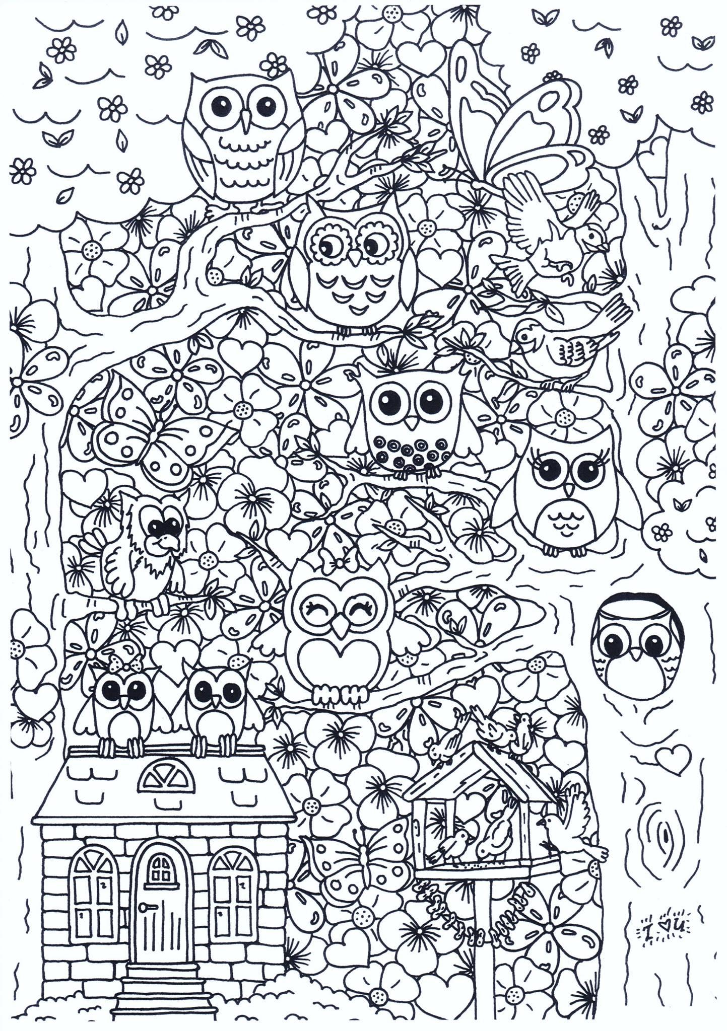 Dibujo para colorear bAºhos en el bosque