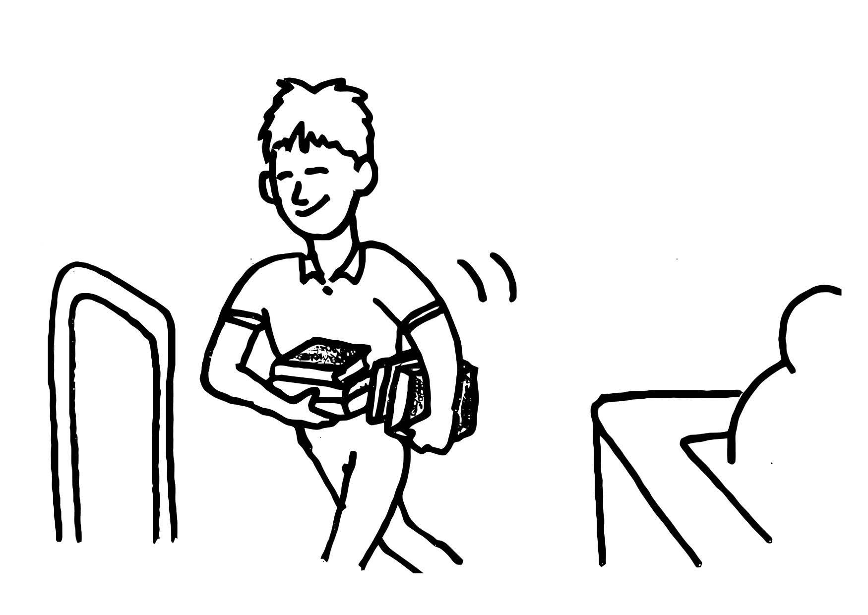 Dibujo para colorear biblioteca - prA©stamo de libros