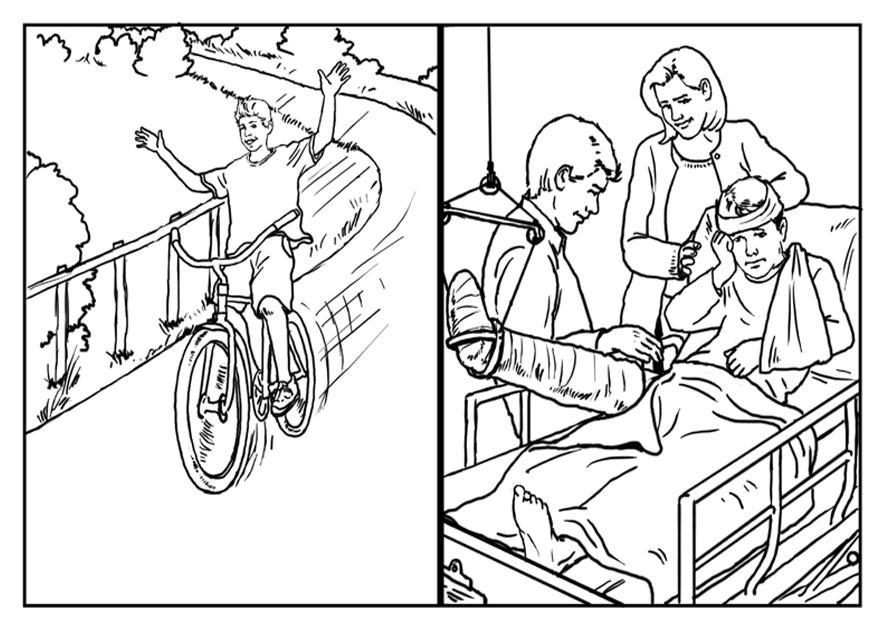 Dibujo para colorear bicicletas - seguridad