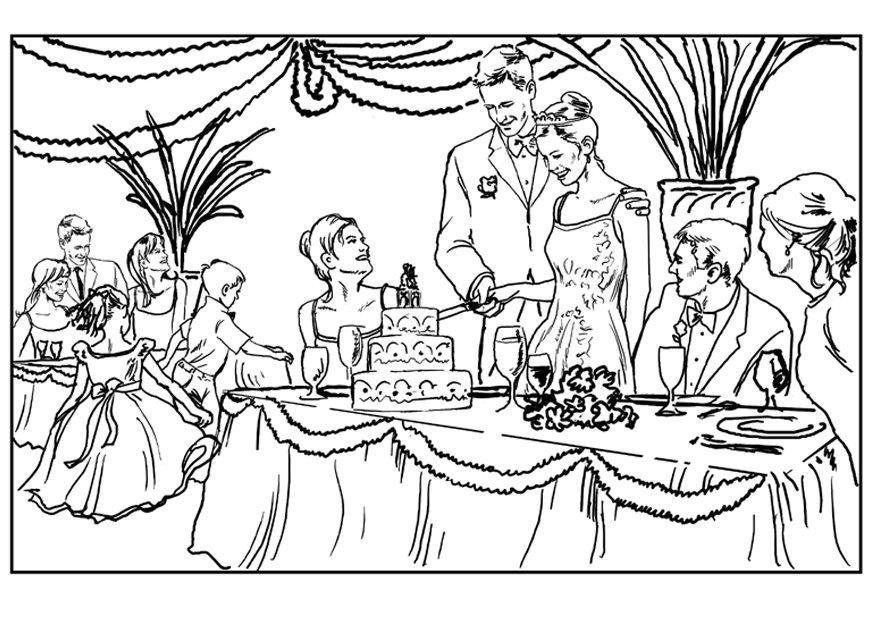 Dibujo para colorear boda