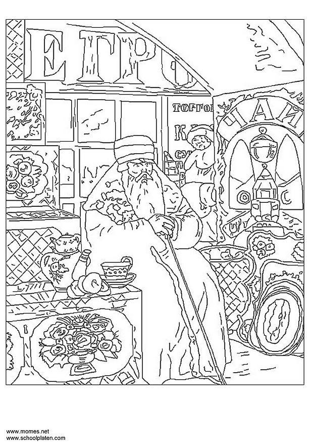 Dibujo para colorear boris kustodiev