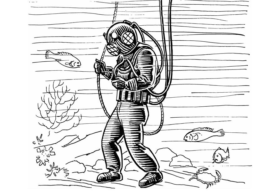 Dibujo para colorear buceador