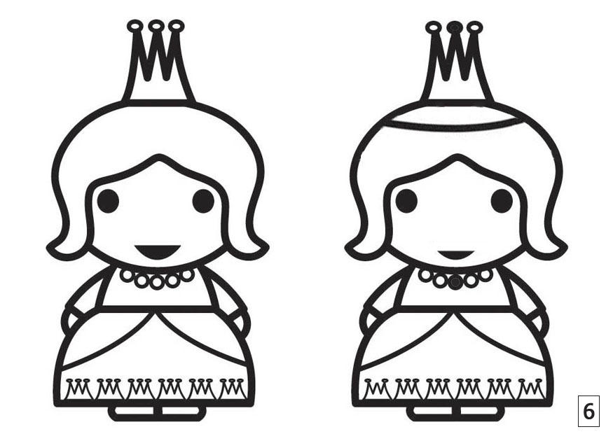 Dibujo para colorear busca las diferencias - princesa