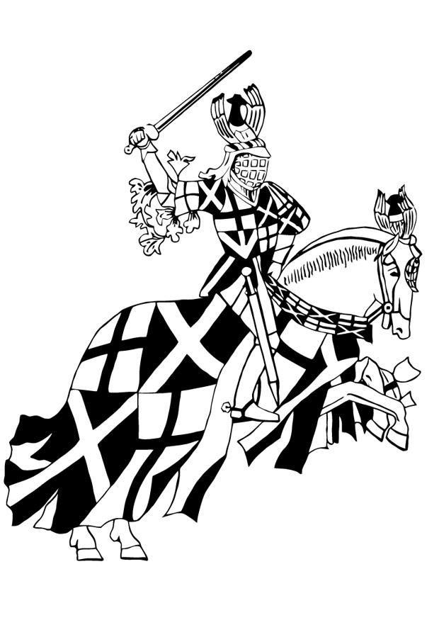 Dibujo para colorear caballero a caballo