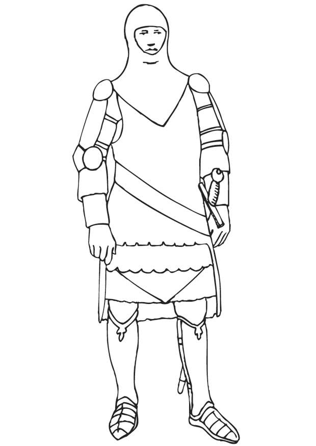 Dibujo para colorear caballero con armadura