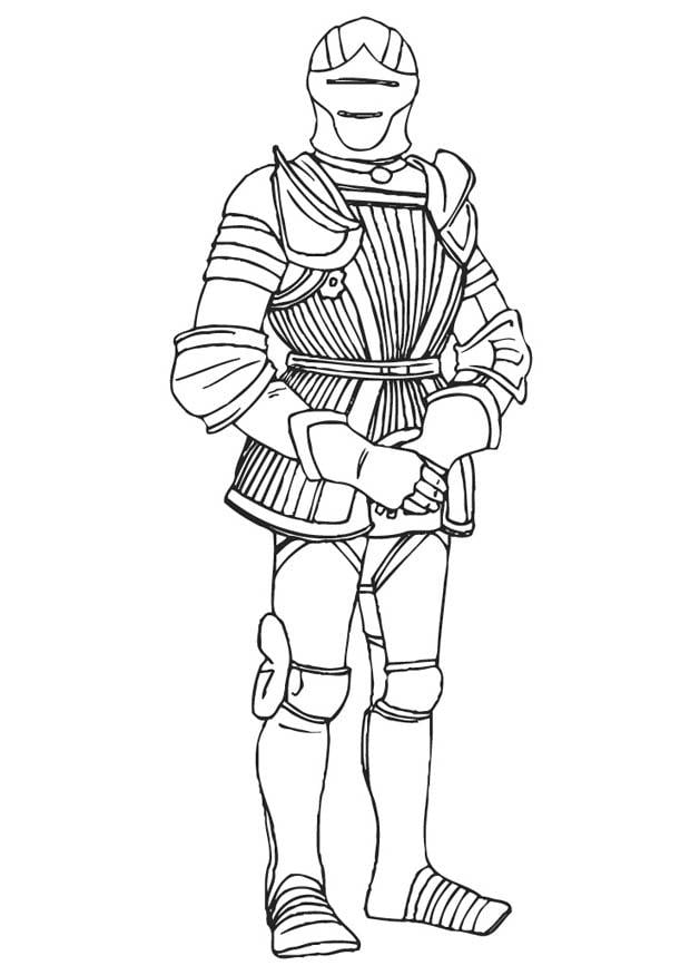 Dibujo para colorear caballero con armadura