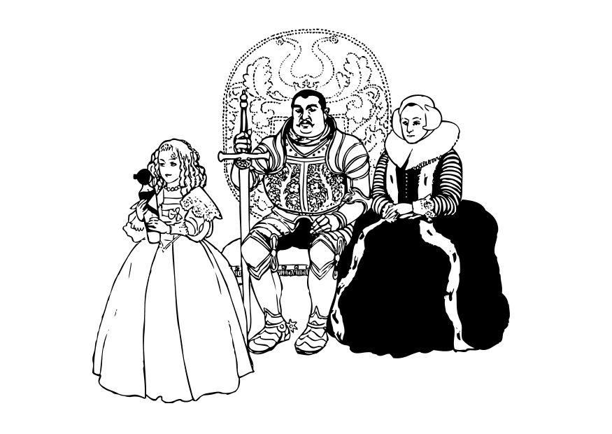 Dibujo para colorear caballero con familia