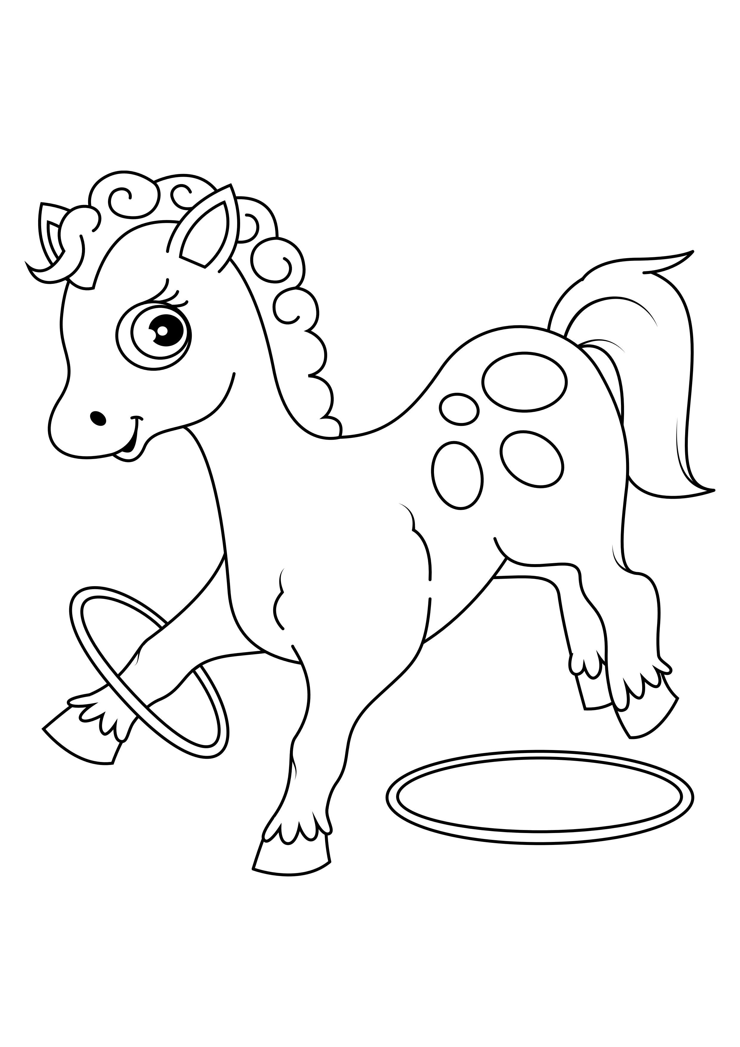 Dibujo para colorear caballo con aros