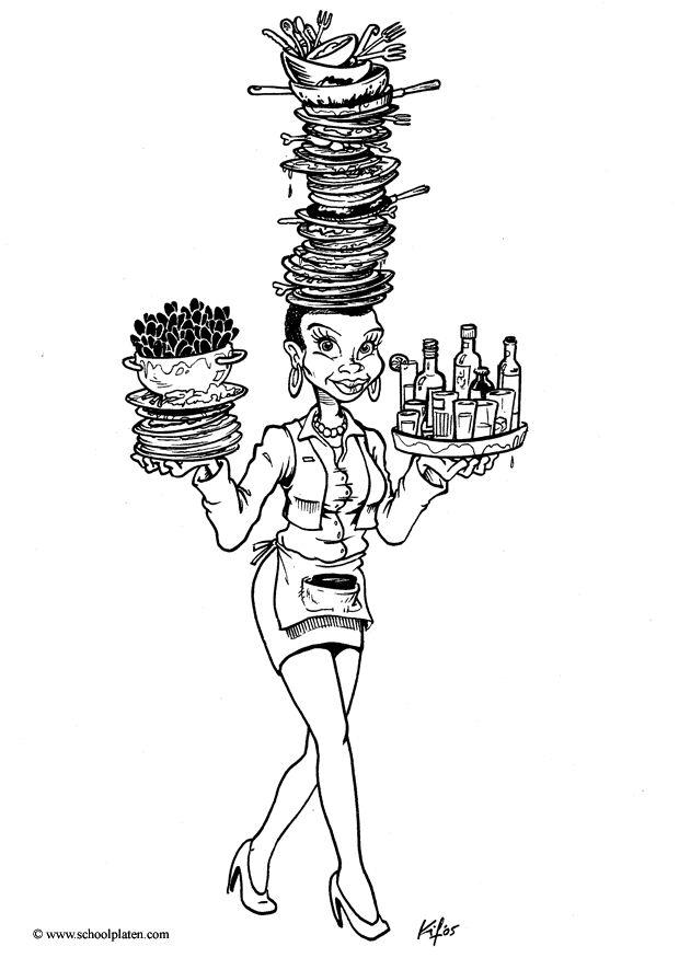 Dibujo para colorear camarera