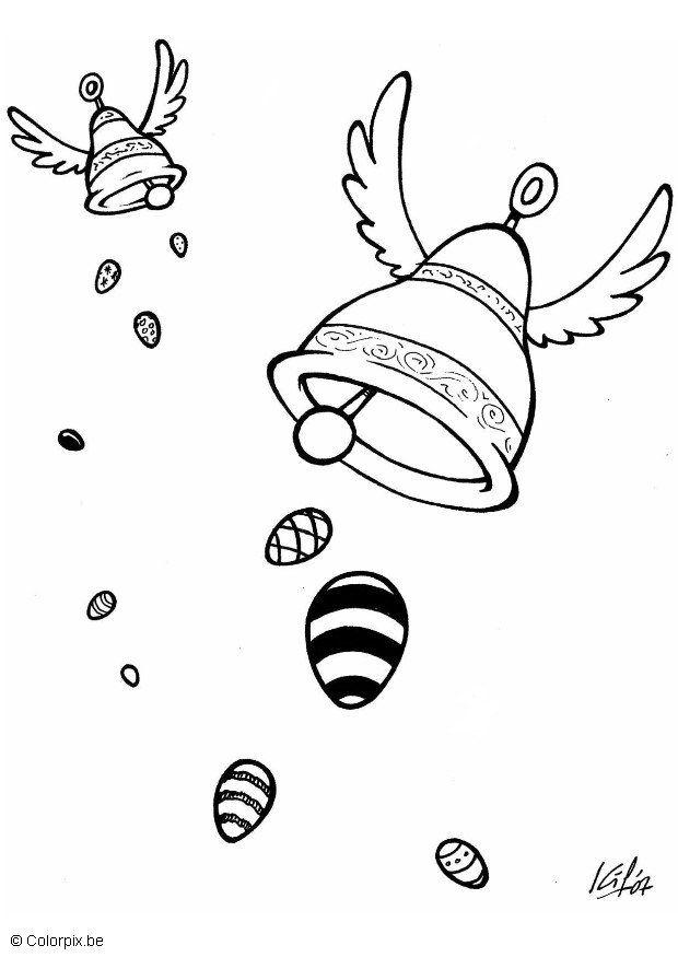 Dibujo para colorear campanas de pascua