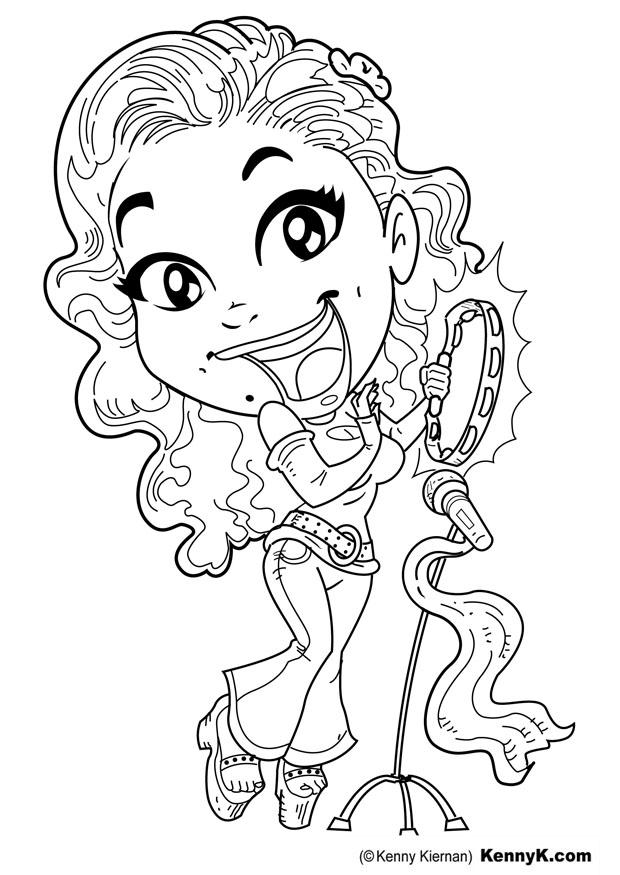 Dibujo para colorear cantante