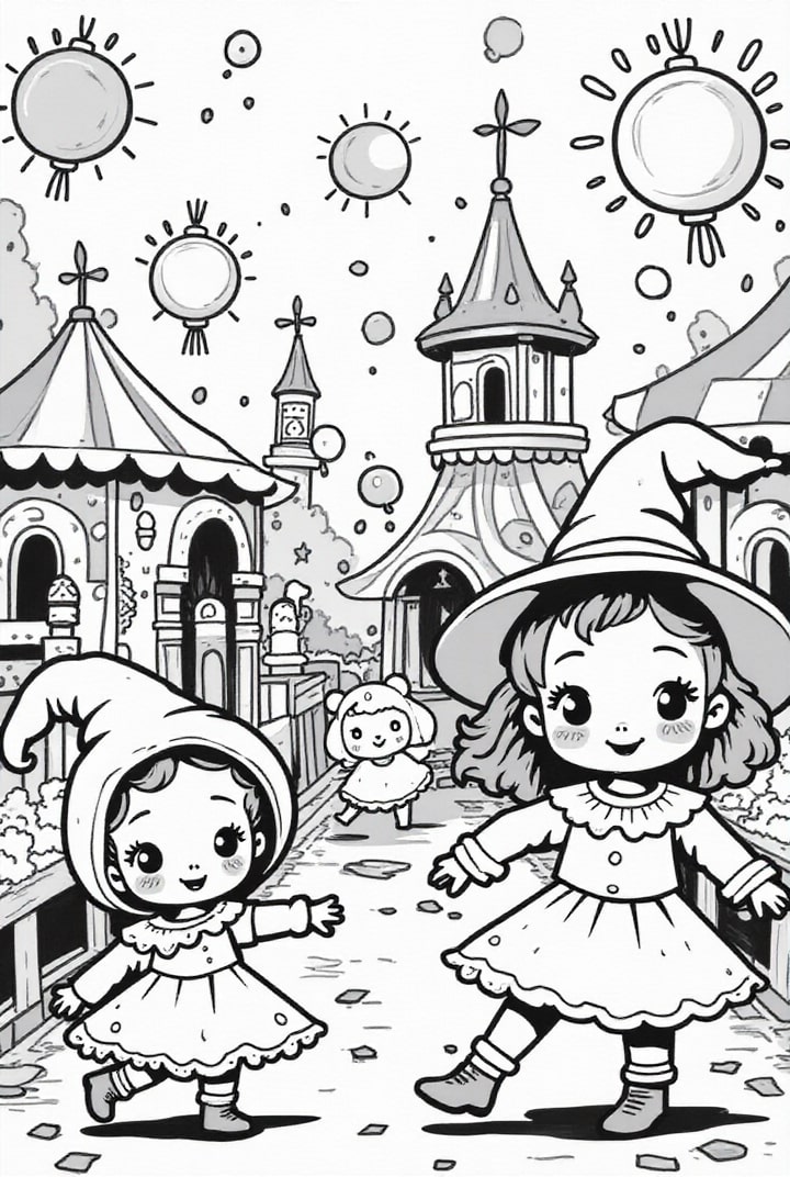 Dibujo para colorear carnaval en el paA­s de las maravillas