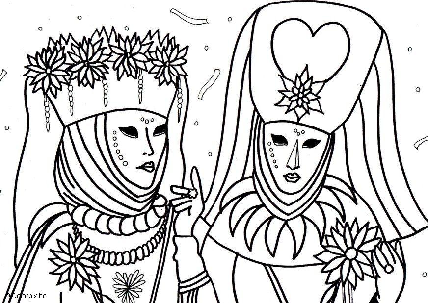 Dibujo para colorear carnaval veneciano