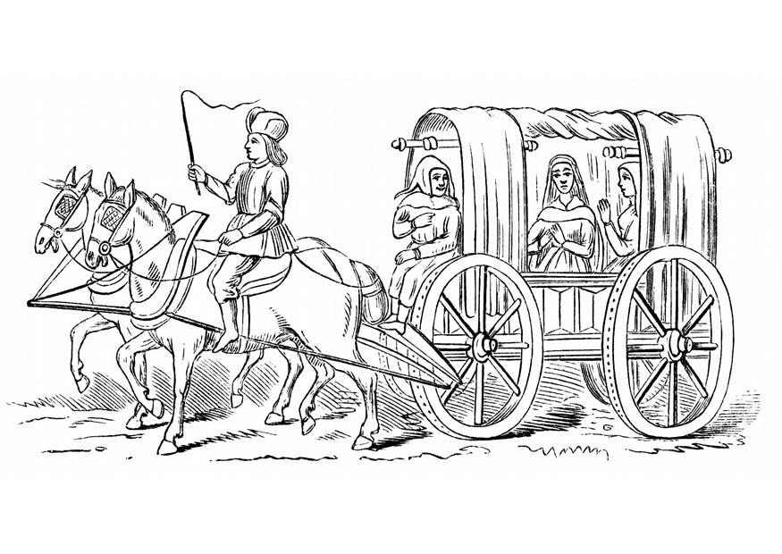 Dibujo para colorear carroza del siglo xv