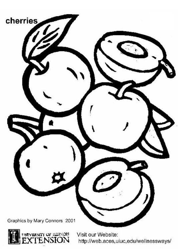 Dibujo para colorear cerezas