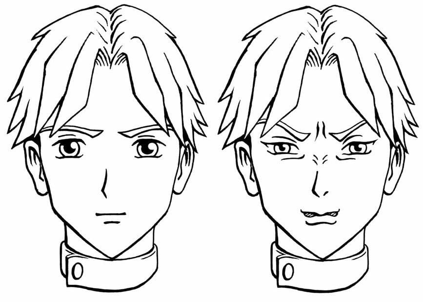 Dibujo para colorear chico enfadado