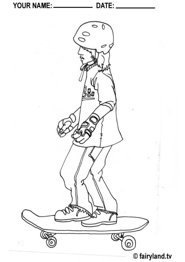 Dibujo para colorear chico patinador de monopatA­n