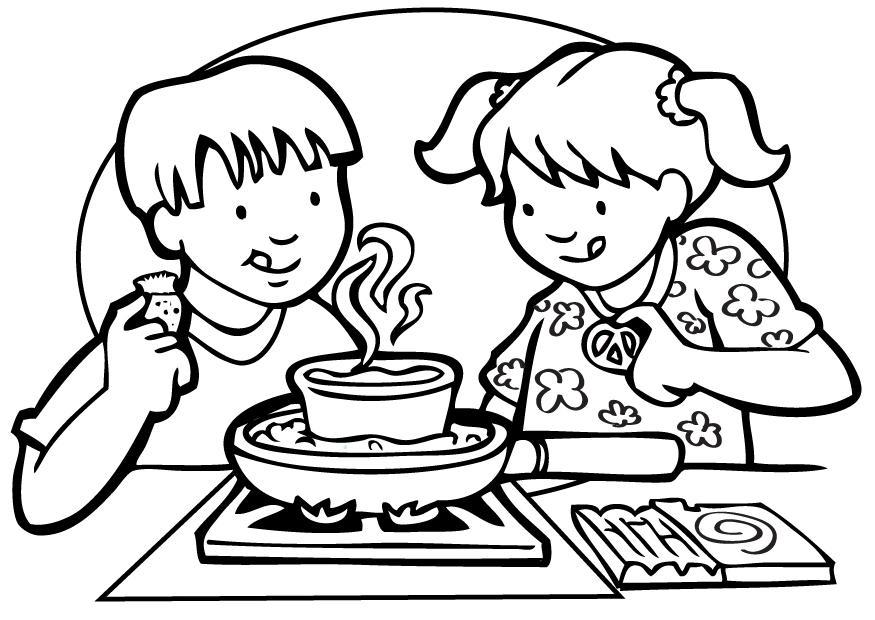 Dibujo para colorear cocinar