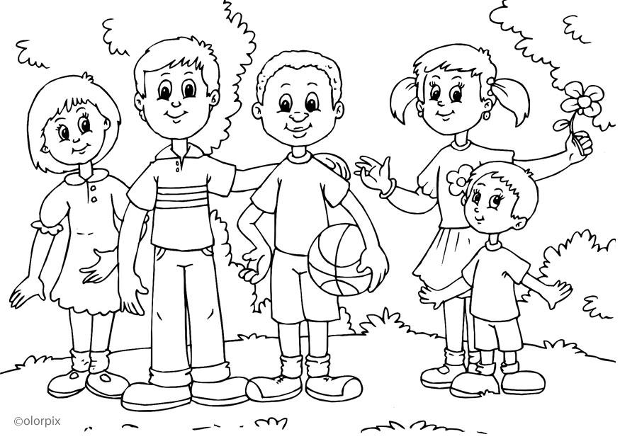 Dibujo para colorear color de piel diferente 