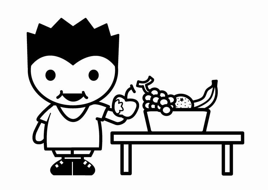 Dibujo para colorear comer fruta