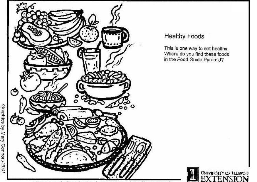 Dibujo para colorear comer sano