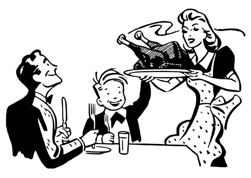 Dibujo para colorear comida de acciA³n de gracias