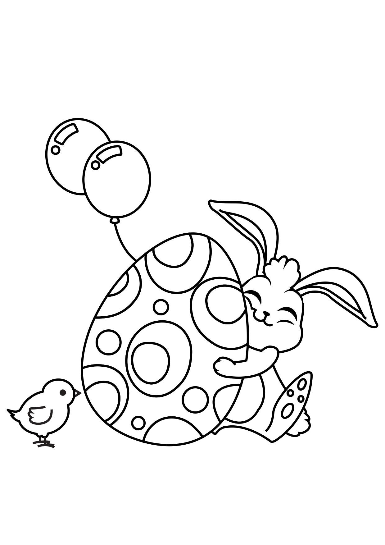 Dibujo para colorear conejito de pascua