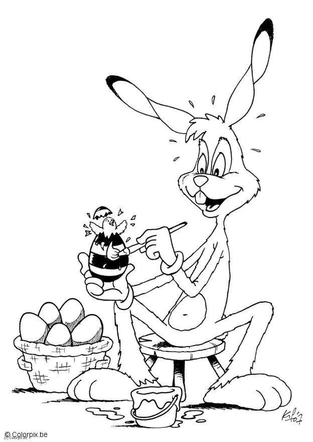 Dibujo para colorear conejo de pascua