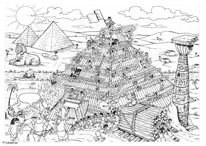 Dibujo para colorear construcciA³n de una pirA¡mide
