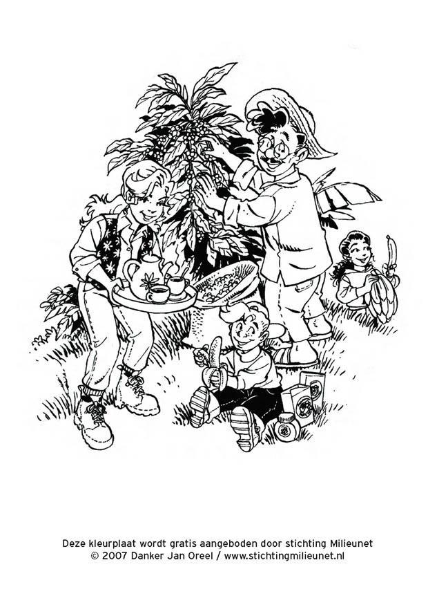 Dibujo para colorear consumo de fruta