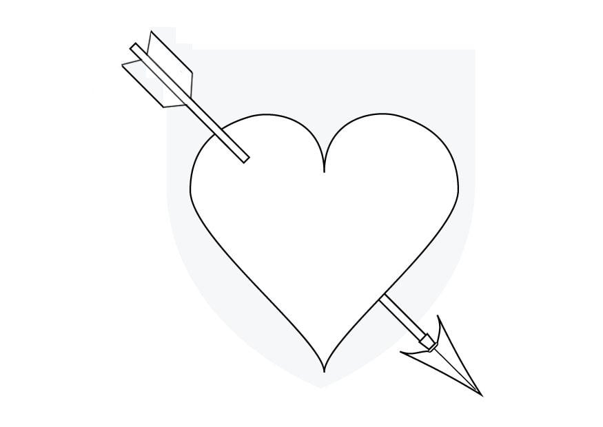 Dibujo para colorear corazA³n de cupido