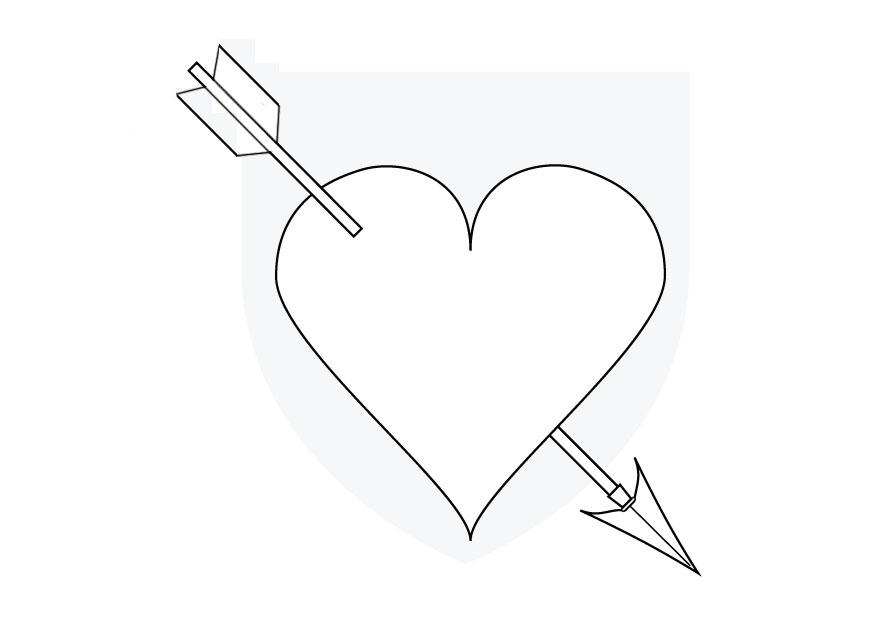Dibujo para colorear corazA³n de cupido