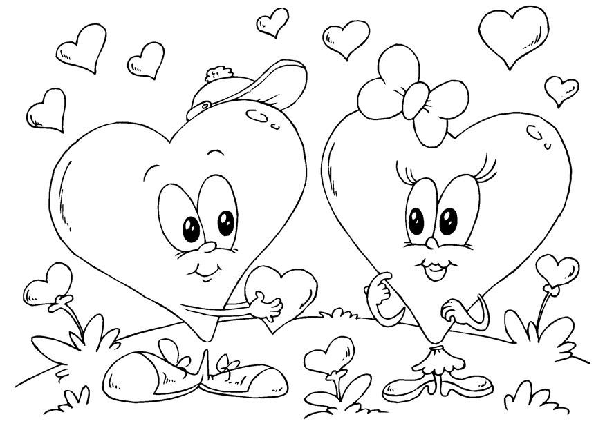 Dibujo para colorear corazones san valentA­n 