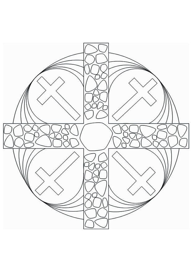 Dibujo para colorear cruz mandala