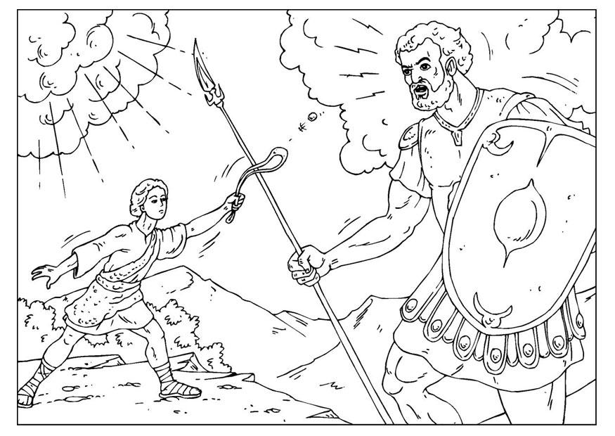 Dibujo para colorear david y goliat