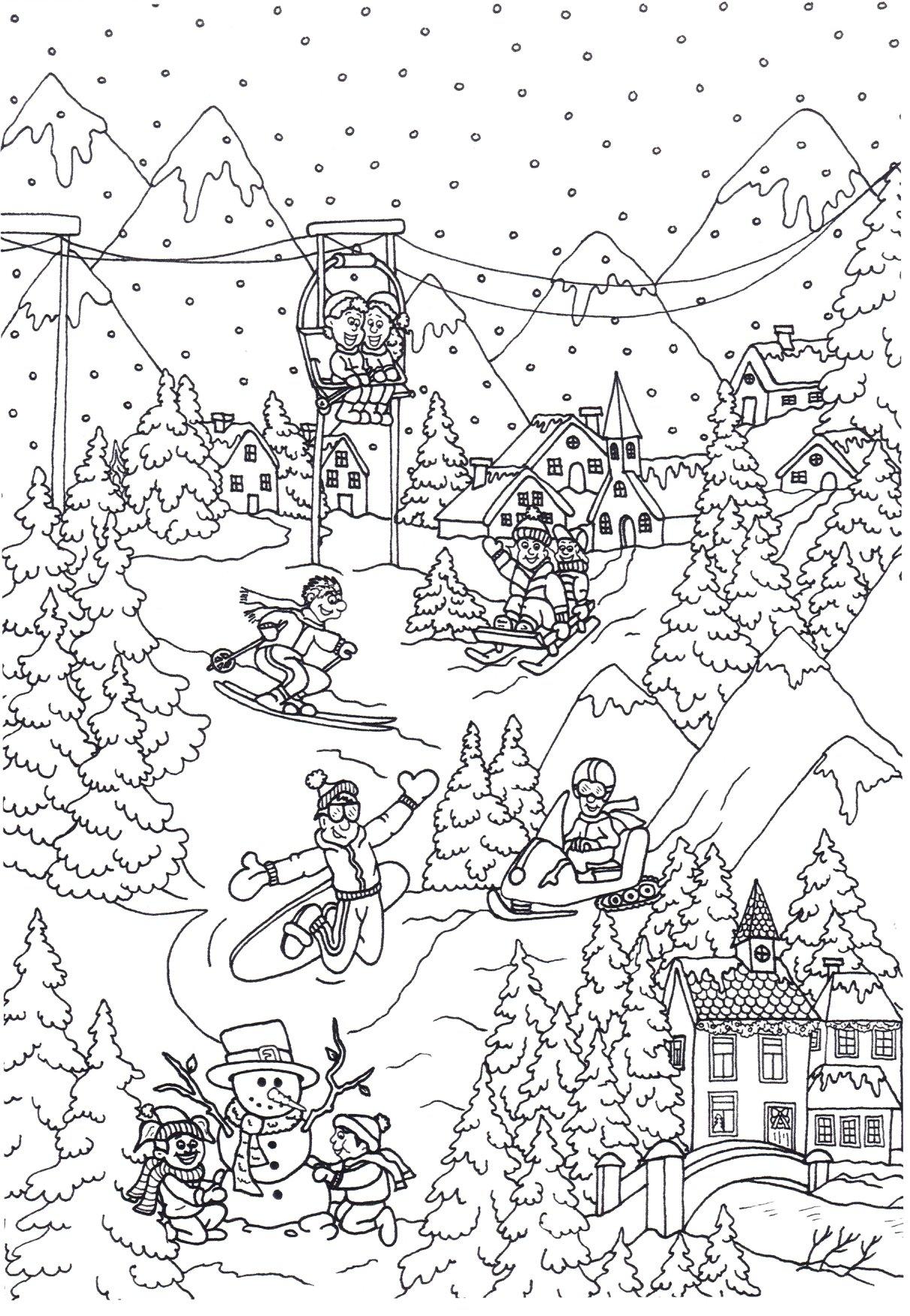 Dibujo para colorear deportes de invierno