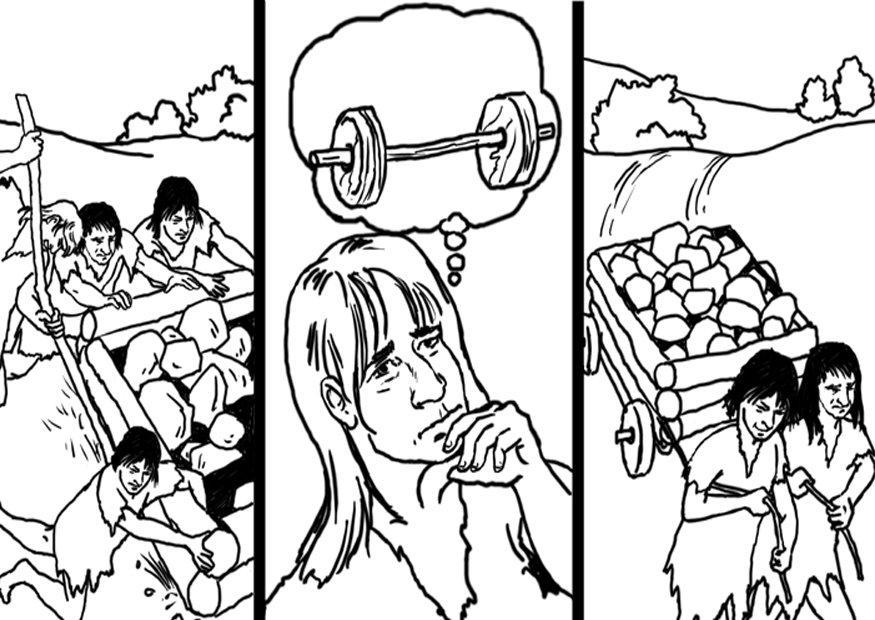 Dibujo para colorear descubrimiento de la rueda
