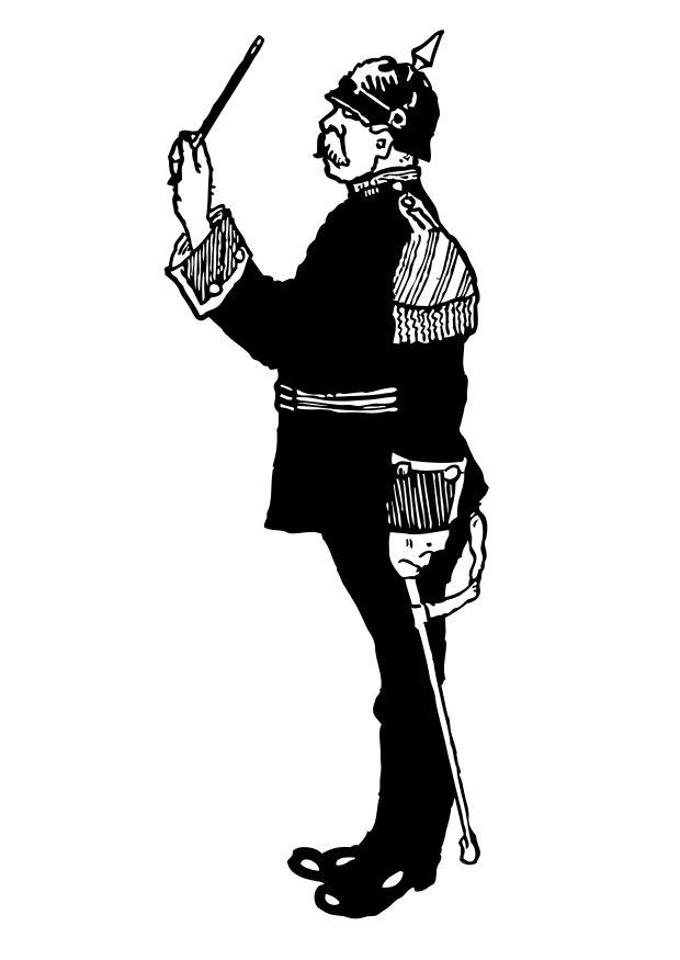 Dibujo para colorear director de orquesta militar