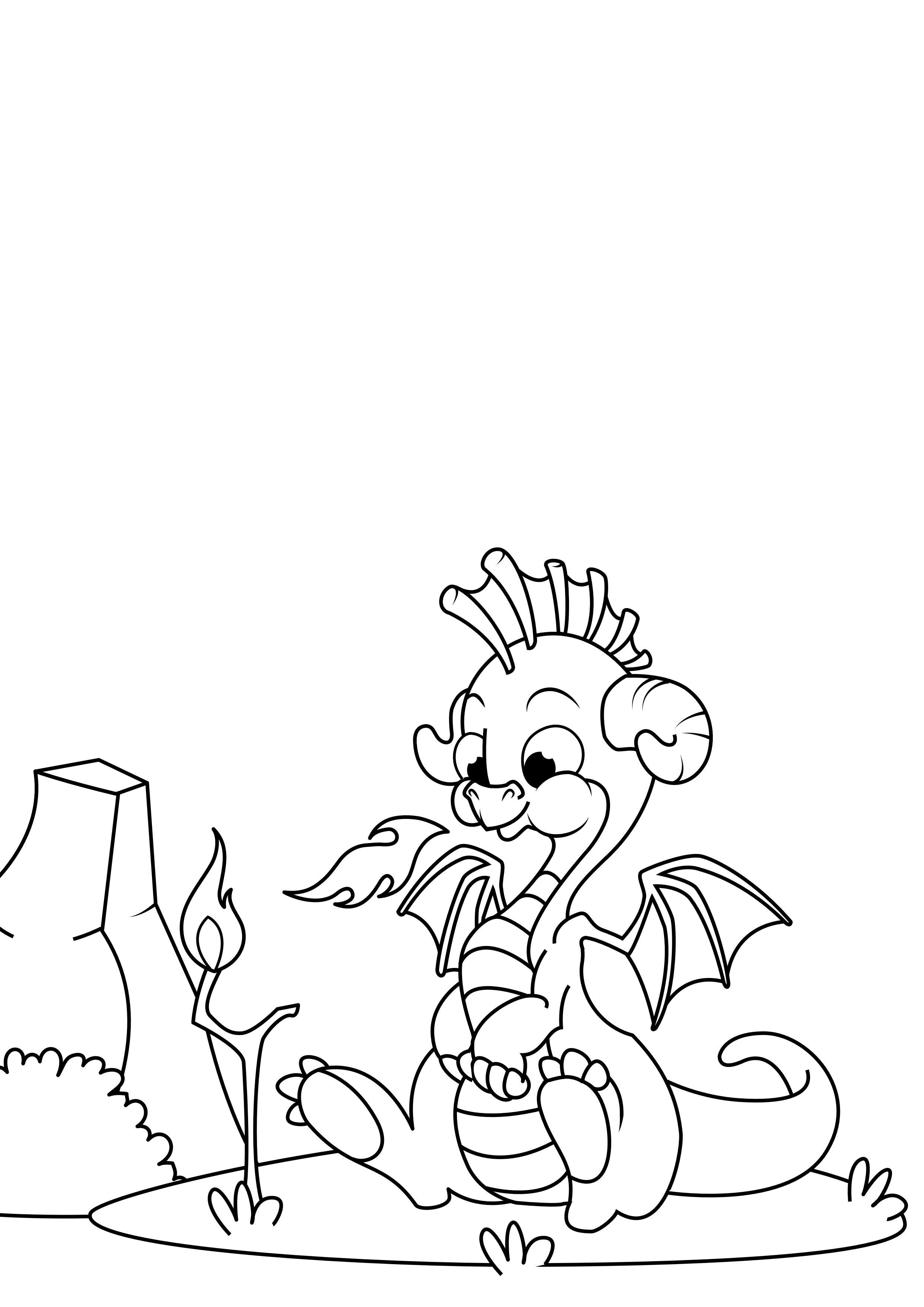 Dibujo para colorear dragA³n juega con fuego