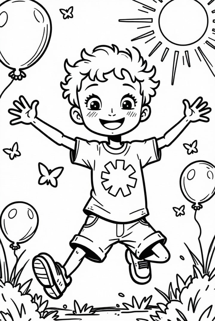 Dibujo para colorear el nino estA¡ feliz