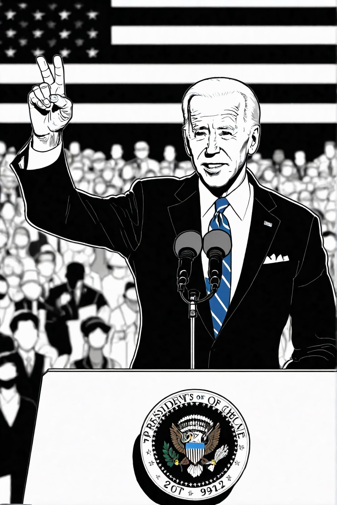 Dibujo para colorear el presidente biden en una reuniA³n