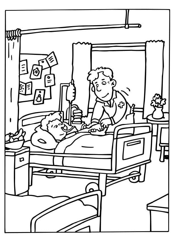 Dibujo para colorear en el hospital