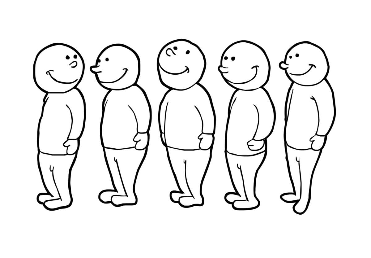 Dibujo para colorear en la fila